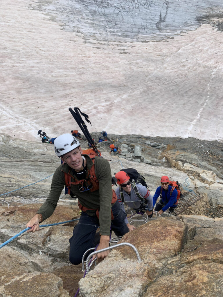 climbing under Gnifetti hut